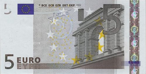 5 € Obverse Image minted in · Euro notes in 2002M (1st Series - Architectural style 