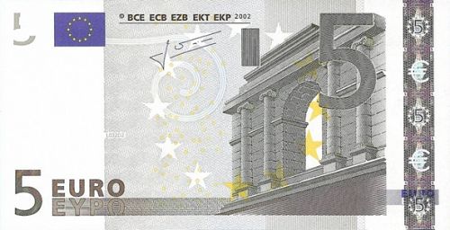 5 € Obverse Image minted in · Euro notes in 2002U (1st Series - Architectural style 