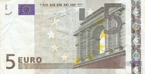 5 € Obverse Image minted in · Euro notes in 2002X (1st Series - Architectural style 