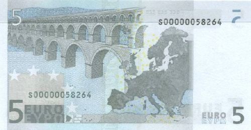 5 € Reverse Image minted in · Euro notes in 2002S (1st Series - Architectural style 