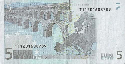 5 € Reverse Image minted in · Euro notes in 2002T (1st Series - Architectural style 
