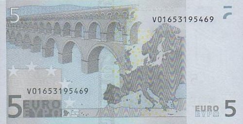 5 € Reverse Image minted in · Euro notes in 2002V (1st Series - Architectural style 