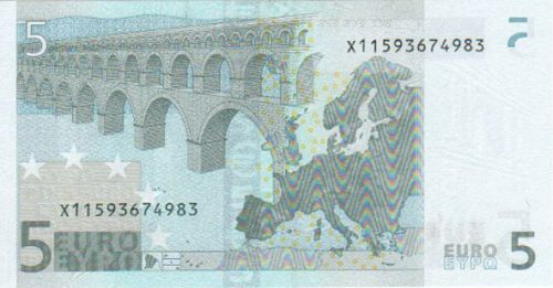 5 € Reverse Image minted in · Euro notes in 2002X (1st Series - Architectural style 