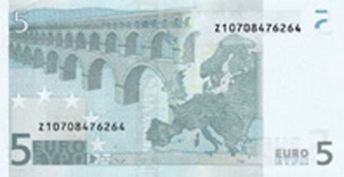 5 € Reverse Image minted in · Euro notes in 2002Z (1st Series - Architectural style 