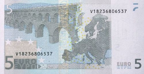 5 € Reverse Image minted in · Euro notes in 2002V (1st Series - Architectural style 