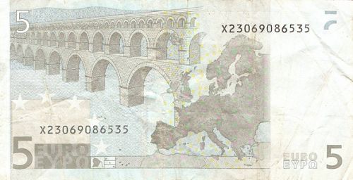 5 € Reverse Image minted in · Euro notes in 2002X (1st Series - Architectural style 