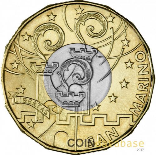5 € Obverse Image minted in SAN MARINO in 2017 (Bimetallic Series)  - The Coin Database