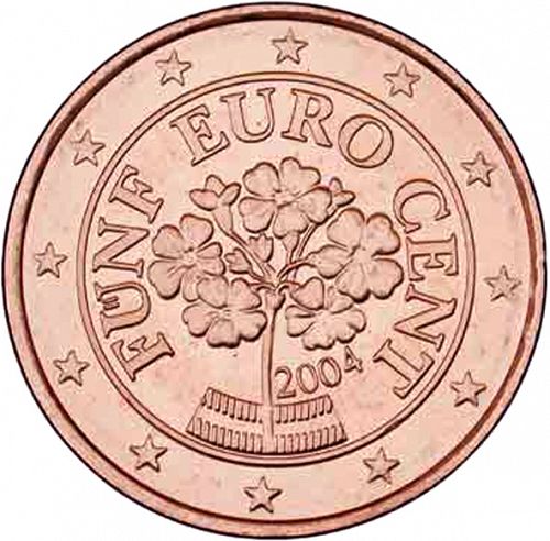 5 cent Obverse Image minted in AUSTRIA in 2004 (1st Series)  - The Coin Database
