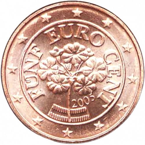 5 cent Obverse Image minted in AUSTRIA in 2005 (1st Series)  - The Coin Database