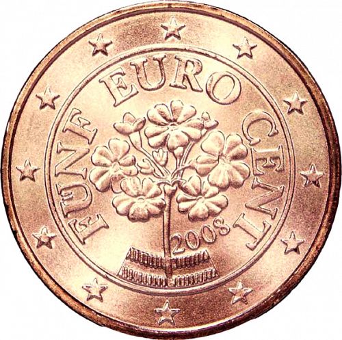 5 cent Obverse Image minted in AUSTRIA in 2008 (1st Series)  - The Coin Database