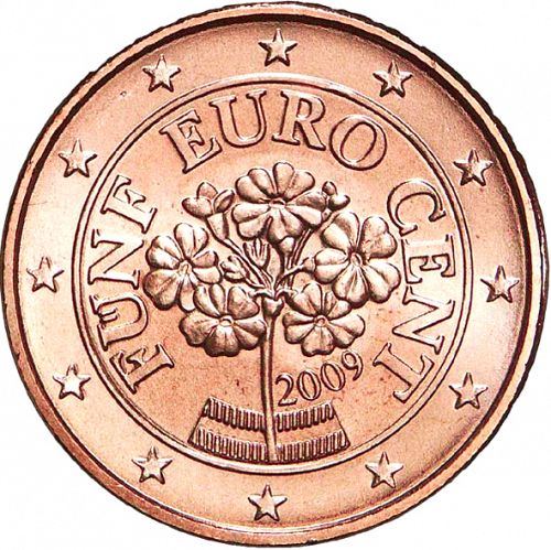 5 cent Obverse Image minted in AUSTRIA in 2009 (1st Series)  - The Coin Database