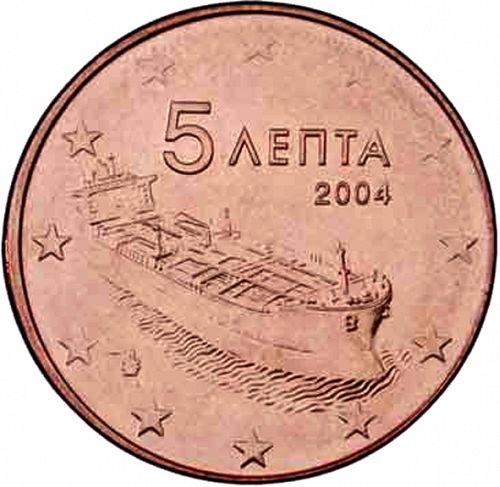 5 cent Obverse Image minted in GREECE in 2004 (1st Series)  - The Coin Database