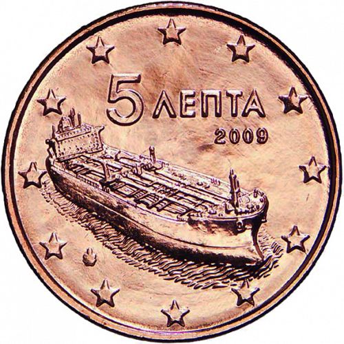 5 cent Obverse Image minted in GREECE in 2009 (1st Series)  - The Coin Database
