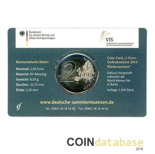 Set Reverse Image minted in GERMANY in 2014A (World Money Fair - 2€ Coincard BU)  - The Coin Database