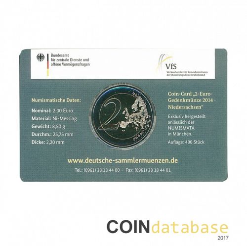 Set Reverse Image minted in GERMANY in 2014D (Numismata - 2€ Coincard BU)  - The Coin Database