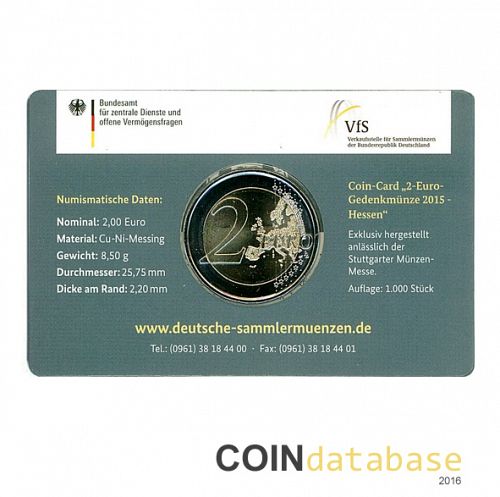 Set Reverse Image minted in GERMANY in 2015F (Stuttgart Coin Fair - 2€ Coincard BU)  - The Coin Database
