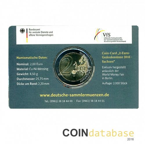 Set Reverse Image minted in GERMANY in 2016A (World Money Fair - 2€ Coincard BU)  - The Coin Database