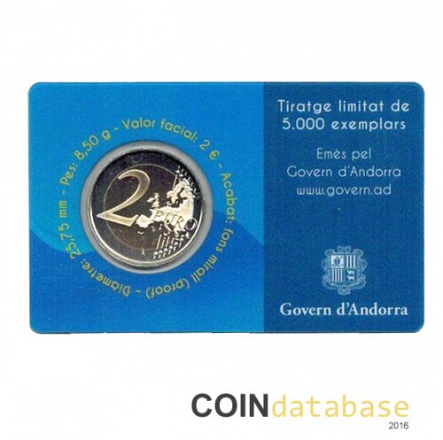 Set Reverse Image minted in ANDORRA in 2014 (2€ Coincard PROOF)  - The Coin Database