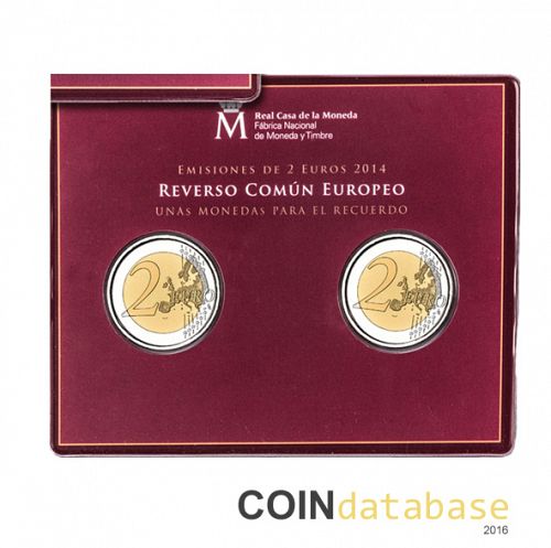 Set Reverse Image minted in SPAIN in 2014 (2€ Coincard BU)  - The Coin Database