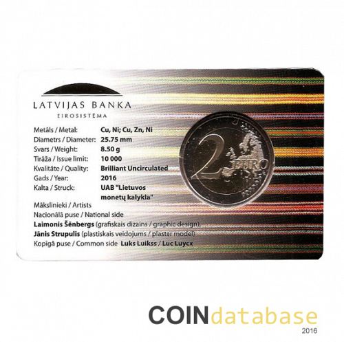 Set Reverse Image minted in LATVIA in 2016 (2€ Coincard BU)  - The Coin Database