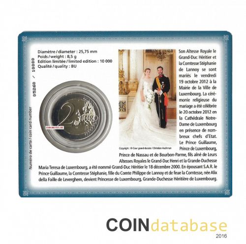 Set Reverse Image minted in LUXEMBOURG in 2012 (2€ Coincard BU)  - The Coin Database