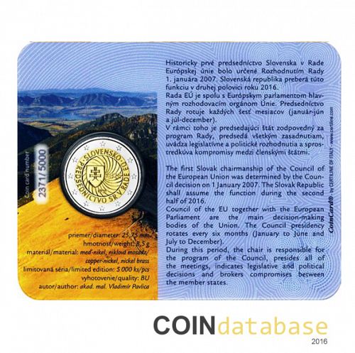 Set Reverse Image minted in SLOVAKIA in 2016 (2€ Coincard BU)  - The Coin Database