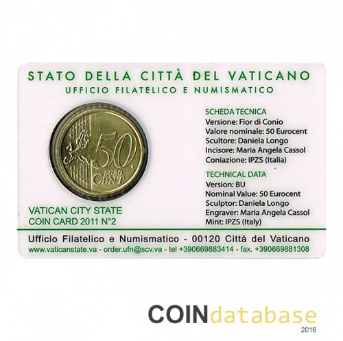 Set Reverse Image minted in VATICAN in 2011 (50ct Coincard)  - The Coin Database