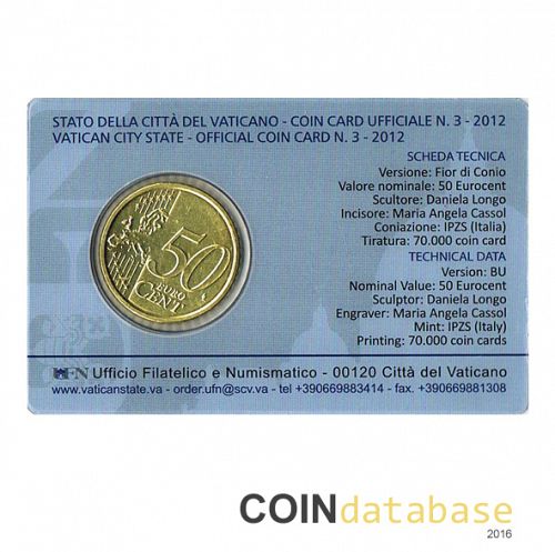 Set Reverse Image minted in VATICAN in 2012 (50ct Coincard)  - The Coin Database