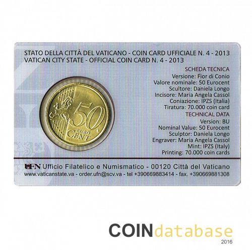 Set Reverse Image minted in VATICAN in 2013 (50ct Coincard)  - The Coin Database
