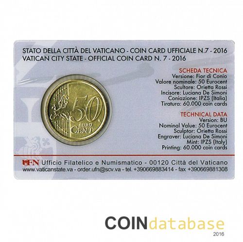 Set Reverse Image minted in VATICAN in 2016 (50ct Coincard)  - The Coin Database