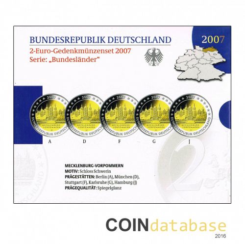 Set Obverse Image minted in GERMANY in 2007 (Annual 2€ Commemorative Mint Sets PROOF)  - The Coin Database