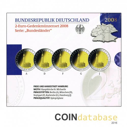 Set Obverse Image minted in GERMANY in 2008 (Annual 2€ Commemorative Mint Sets PROOF)  - The Coin Database