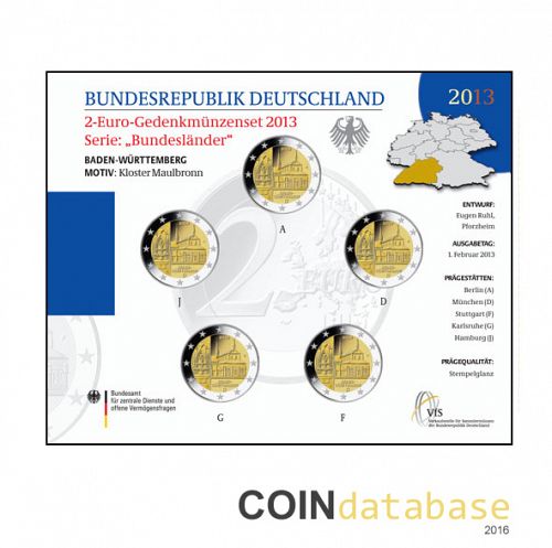 Set Obverse Image minted in GERMANY in 2013 (Annual 2€ Commemorative Mint Sets BU)  - The Coin Database