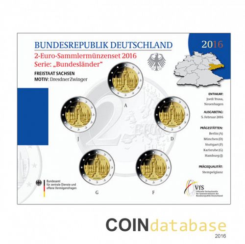 Set Obverse Image minted in GERMANY in 2016 (Annual 2€ Commemorative Mint Sets BU)  - The Coin Database