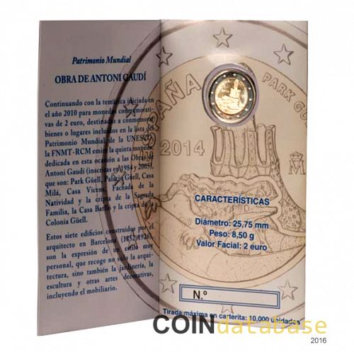 Set Obverse Image minted in SPAIN in 2014 (2€ Commemorative PROOF)  - The Coin Database