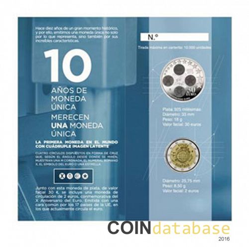 Set Reverse Image minted in SPAIN in 2012 (2€ Commemorative BU + 30€ (Silver))  - The Coin Database