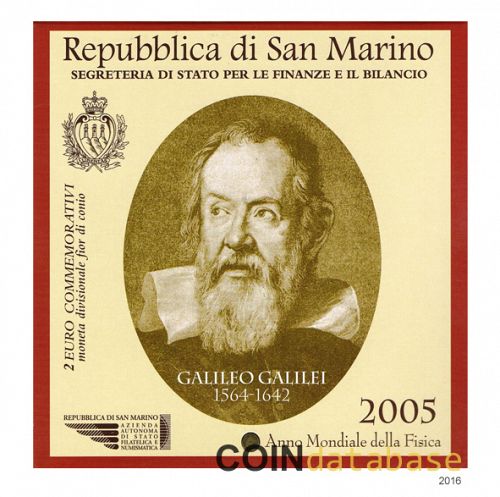 Set Obverse Image minted in SAN MARINO in 2005 (2€ Commemorative set - BU)  - The Coin Database