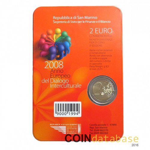 Set Reverse Image minted in SAN MARINO in 2008 (2€ Commemorative set - BU)  - The Coin Database