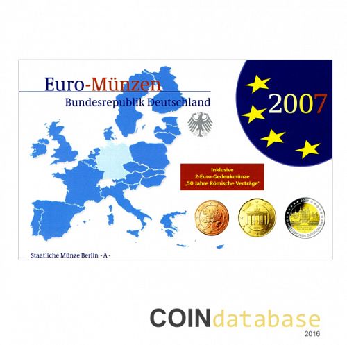 Set Obverse Image minted in GERMANY in 2007A (Annual Mint Sets PROOF)  - The Coin Database