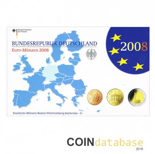 Set Obverse Image minted in GERMANY in 2008G (Annual Mint Sets PROOF)  - The Coin Database