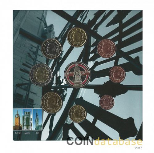 Set Reverse Image minted in BELGIUM in 2008 (Annual Mint Sets BU with a colored medal)  - The Coin Database