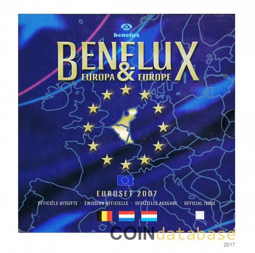 Set Obverse Image minted in BELGIUM in 2007 (Benelux Mint Sets BU and a Silver Medal)  - The Coin Database