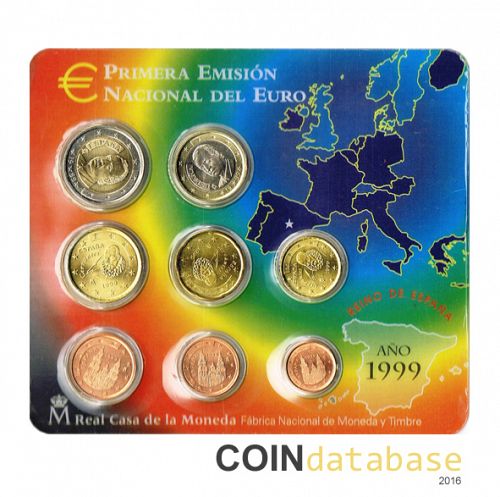 Set Obverse Image minted in SPAIN in 1999 (Annual Mint Sets BU)  - The Coin Database