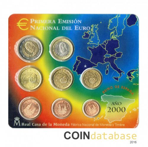 Set Obverse Image minted in SPAIN in 2000 (Annual Mint Sets BU)  - The Coin Database