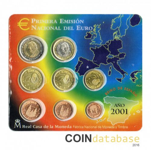 Set Obverse Image minted in SPAIN in 2001 (Annual Mint Sets BU)  - The Coin Database