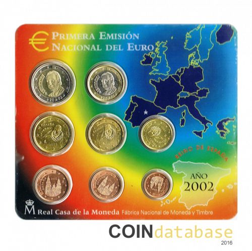 Set Obverse Image minted in SPAIN in 2002 (Annual Mint Sets BU)  - The Coin Database