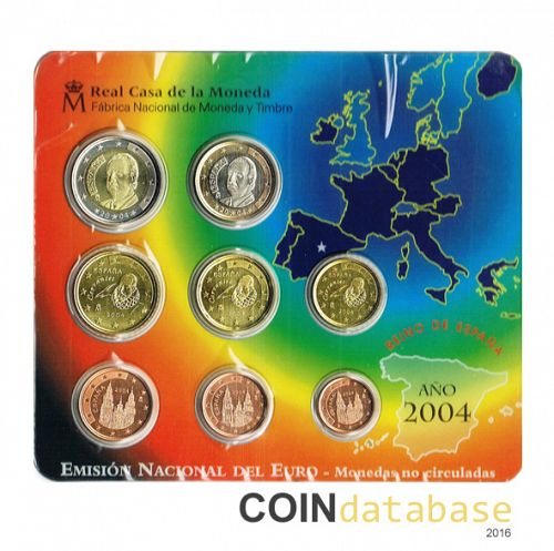 Set Obverse Image minted in SPAIN in 2004 (Annual Mint Sets BU)  - The Coin Database