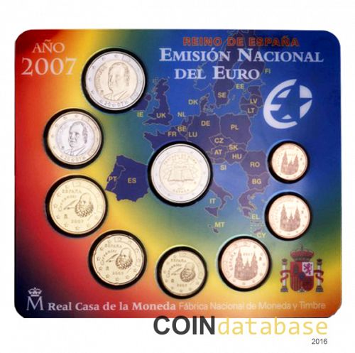 Set Obverse Image minted in SPAIN in 2007 (Annual Mint Sets BU)  - The Coin Database