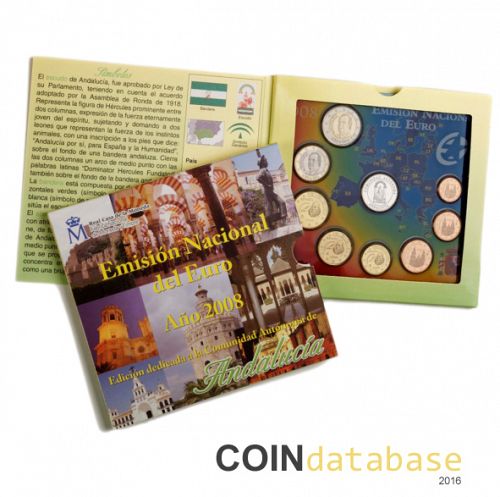 Set Obverse Image minted in SPAIN in 2008 (Annual Mint Sets BU (Autonomias))  - The Coin Database
