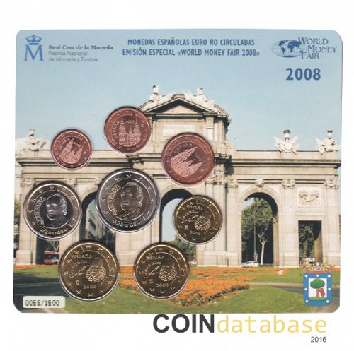 Set Obverse Image minted in SPAIN in 2008 (World Money Fair Mint Sets BU)  - The Coin Database